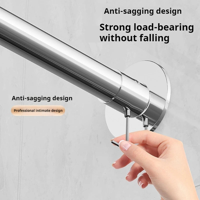 tringle rideau douche acier inoxydable forme moderne murale fixations visibles argentées