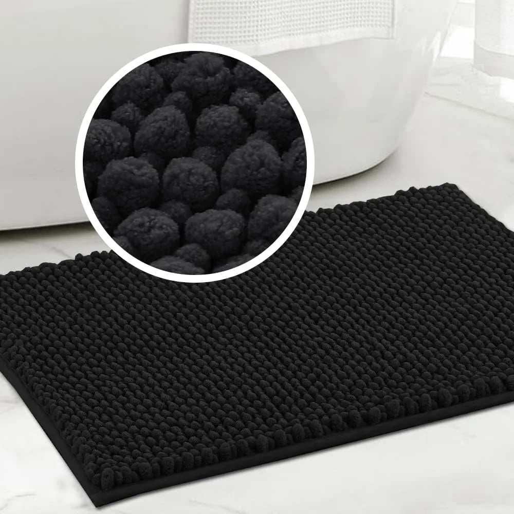 tapis bain microfibre doux gris texture boule coton moderne absorbant rapide séchage