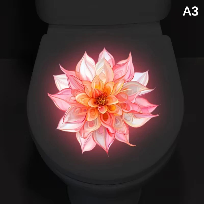 autocollants muraux fleurs lotus dahlias multicolores moderne adhésifs salle bains nocturne brillants uv