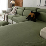 housse canapé moderne rayées vert olive gris beige clair anti poussière lavable adaptable