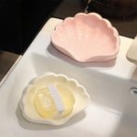 assiette savon coquillage moderne rose clair blanc salle bain rangement plateau opacité