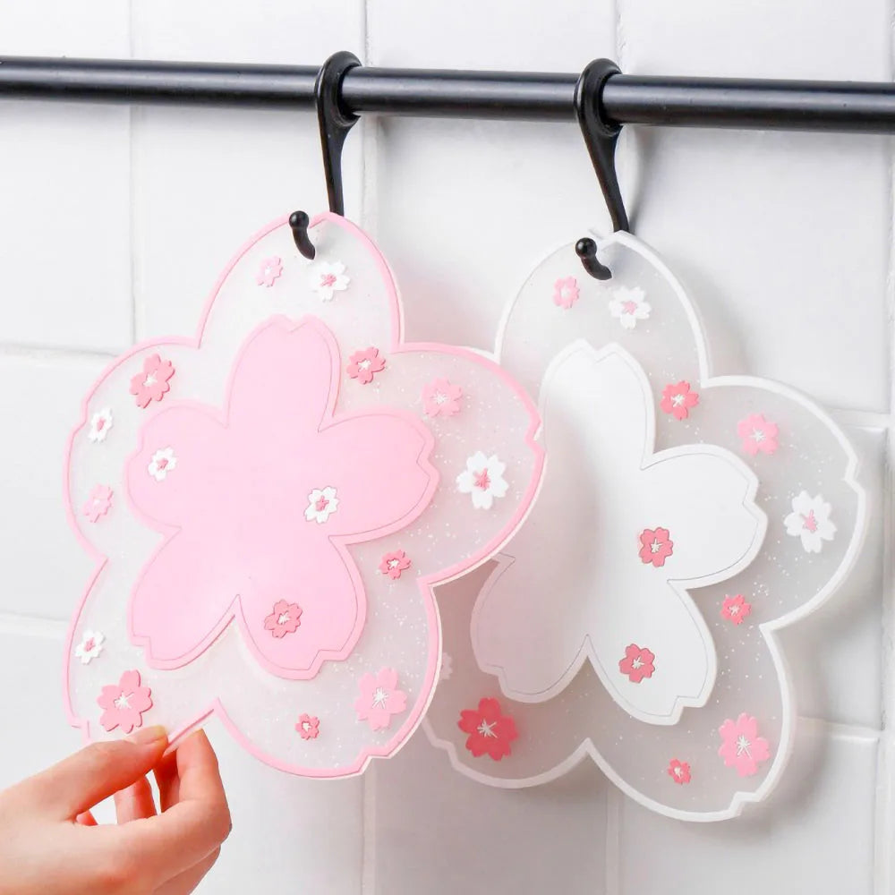 coasters polyester transparents fleurs roses blanches modernes antidérapants cuisine décoration