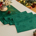 chinois table noël rouge vert brodé arbre maison fêtes classique polyester
