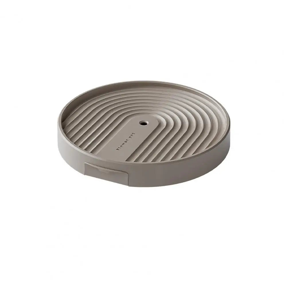 support plante roulettes collecte eau moderne gris clair rayures concentriquesversibleintérieur