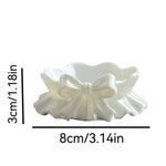 support bijoux blanc ruban noeud moderne opacité rangement bague boucles oreilles collier