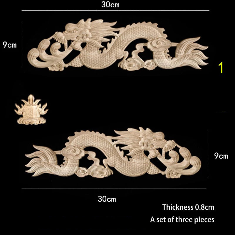 sculpture bois dragon relief artisanal traditionnel ornement fleur détails vintage décoration intérieure noël beigeclair