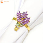 porte serviettes décoratifs violet floral élégants pierres précieuses pièces set festif mariage