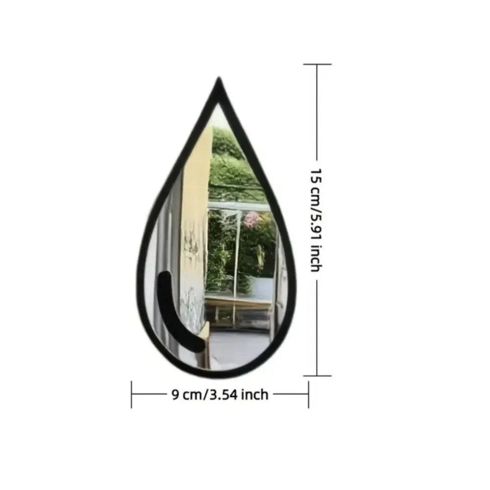 miroirs goutte d'eau noirs modernes fixer mur imperméables 15cmx9cm set