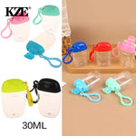 bouteilles rechargeables 30ml transparentes modernes anneau fixation couleurs vert bleu rouge Jaune Noir
