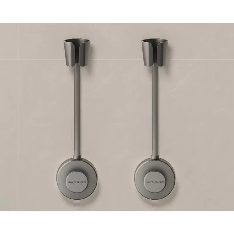 sèche cheveux mural adhésif moderne gris mat salle bain douche support organisation abs réutilisable