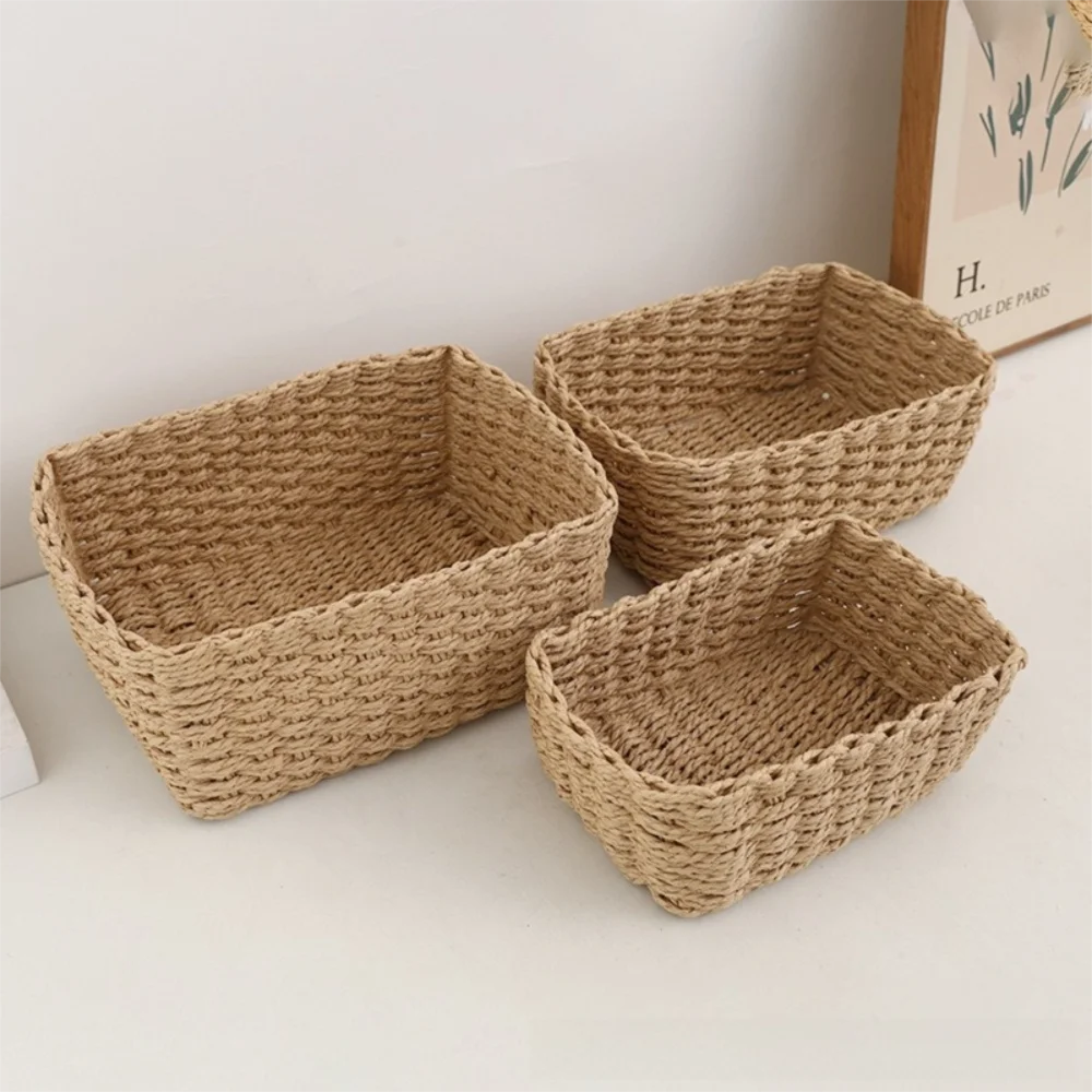 paniers rangement tissés osier naturel rustiques boîtes stockage respectueuses l'environnement multifonctionnelles