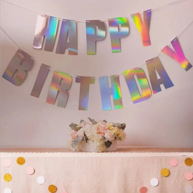 guirlande lettres or noir brillantes classique moderne anniversaire décoration fête happy birthday