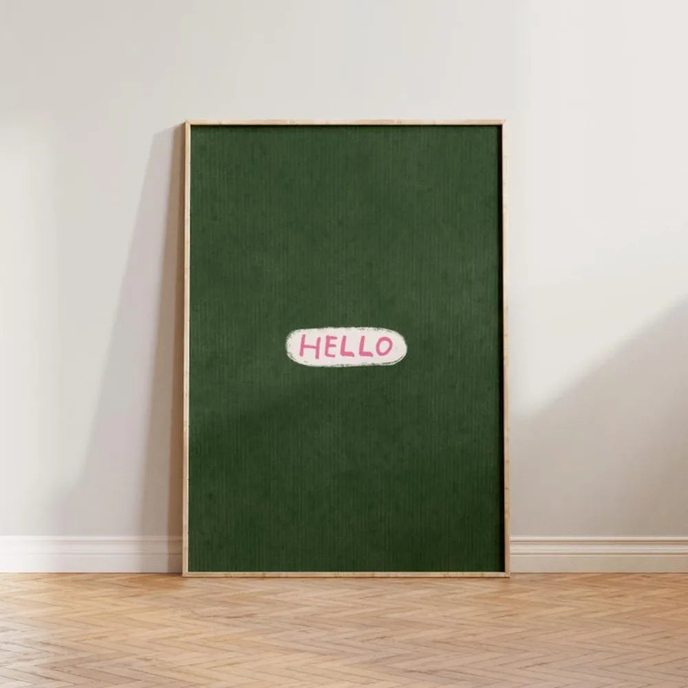 décoration murale moderne cadre sans toile rouge vert blanc 20x30cm 30x40cm 40x60cm 50x70cm hello