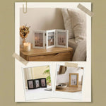 cadre photo triplé bois clair noir minimaliste charnières photos décoratives pouces pouces blanc foncé