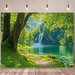 toile d'art paysage naturel cascade forêt vert printemps anniversaire mariage décoration événement opaque réaliste