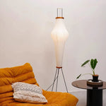 lampe sol moderne blanc rouge rayures fines base métal trépied led e27