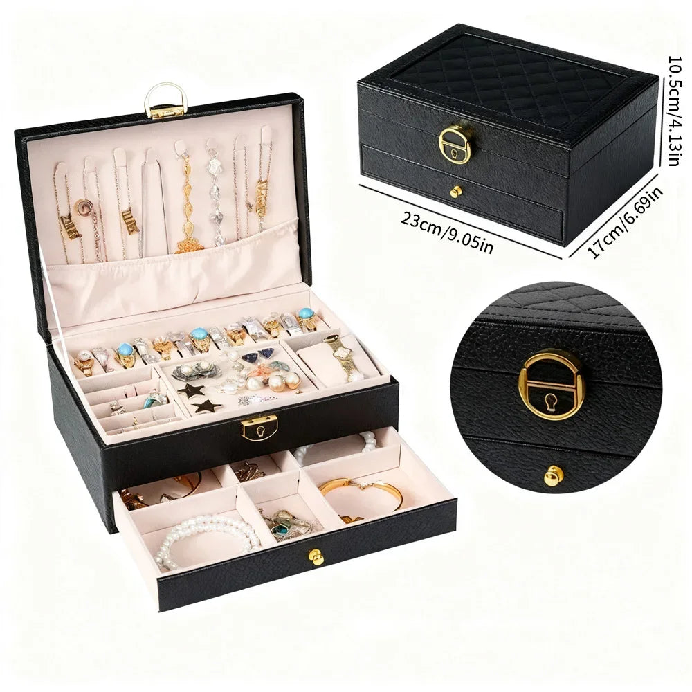 boîte bijoux cuir moderne blanc vert rose noir rangement épingles bracelets bagues colliers poignées