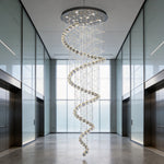 suspension lumineuse moderne cristal transparent argenté spirale élégante chaîne suspendue lumière décoration maison