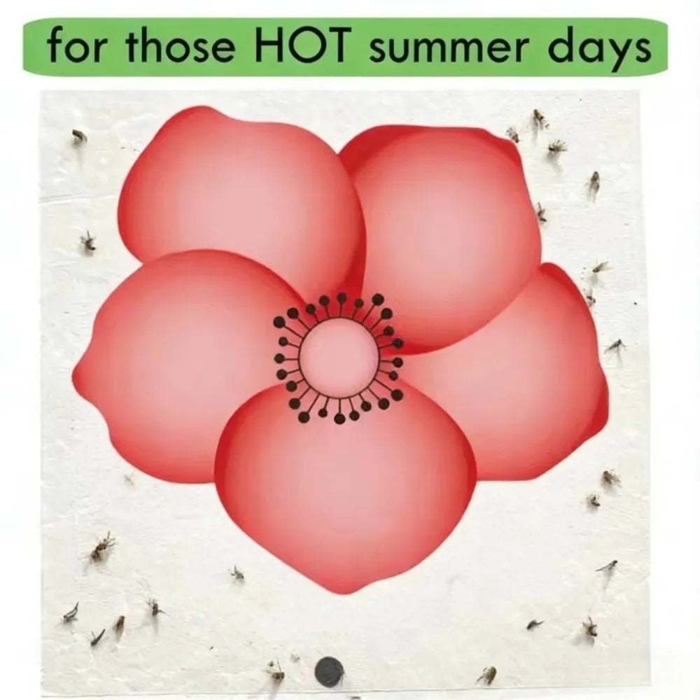 sticker adhésif anti mouches fleurs moderne blanc rouge jaune semi transparent maison deco