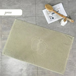tapis bain coton imprimé pas pied vert gris moderne absorbant 80x50cm