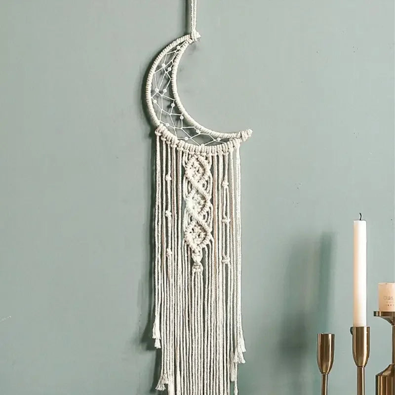 Macramé mural bohème chic vue d'ensemble