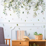 sticker mural adhésif feuilles branches fleurs aquarelle naturel bohème champêtre résistant eau