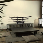 support étagère sabres bois sculpté motifs floraux moderne vis fixations noir
