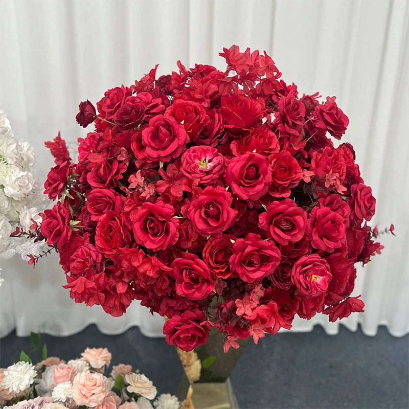 décoration extérieure mariage bouquet roses artificielles soie rouge classique anniversaire événementextérieur