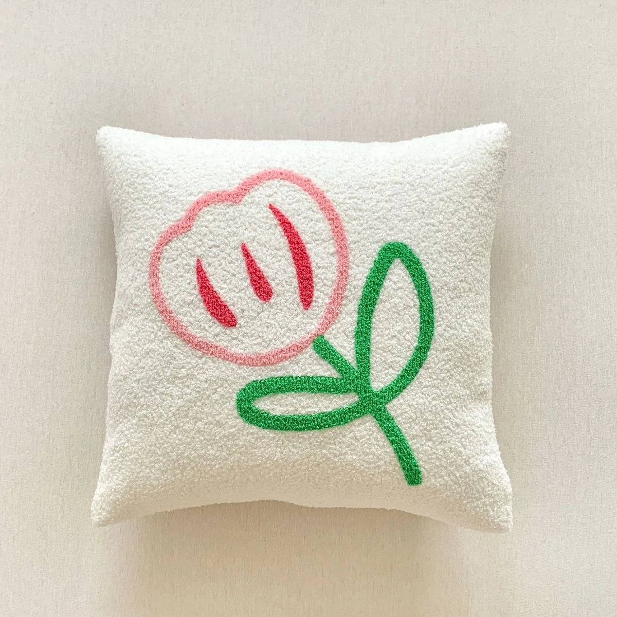 Coussin Carré Coréen Anti Décubitus Coton Polyester Tricot Fleur Brodé Amovible Lavable Moderne