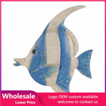 sculpture poisson métal bleu blanc jaune artisanal décoratif mur opacité