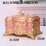 boîte bijoux rectangle métal rose clair ornements floraux classique intérieur velours rouge rechargeable