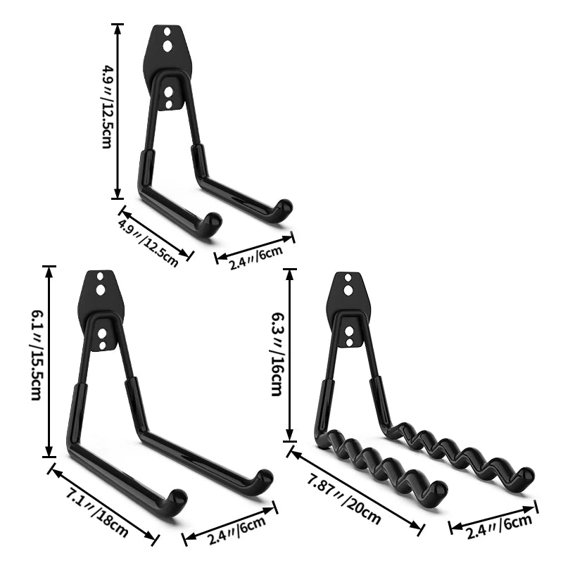 crochet mural acier noir support rangement outils garage vélo escabeau fixation vis
