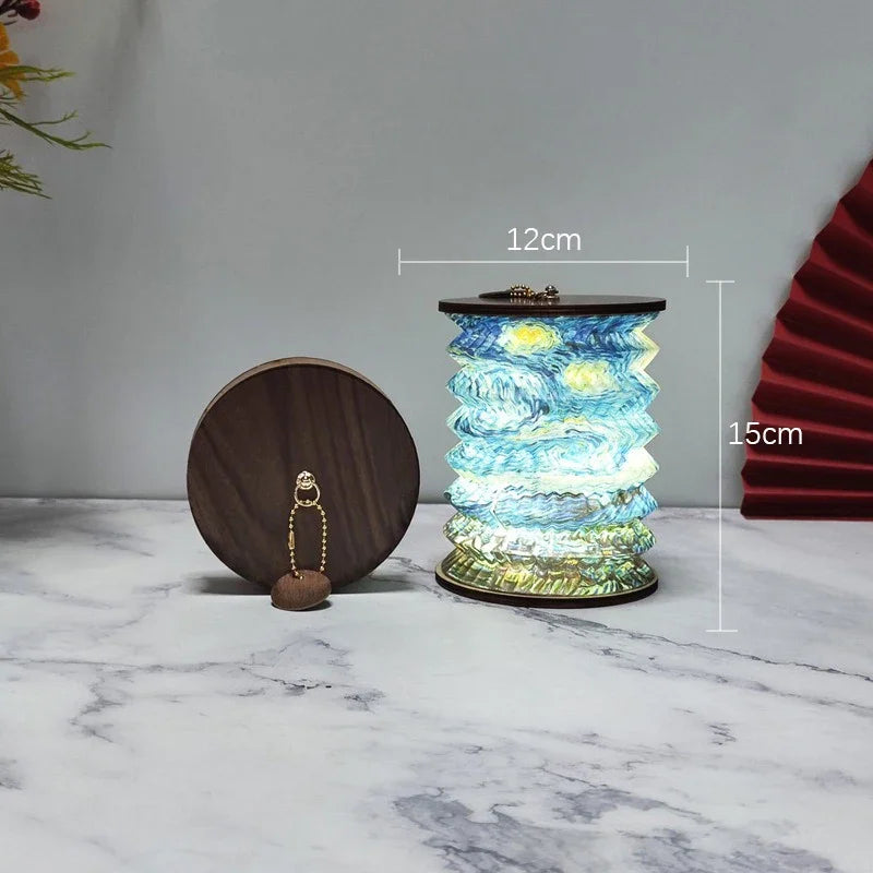 lampe poser multicolore imprimé floral moderne chaîne bois led rechargeable chambre étude