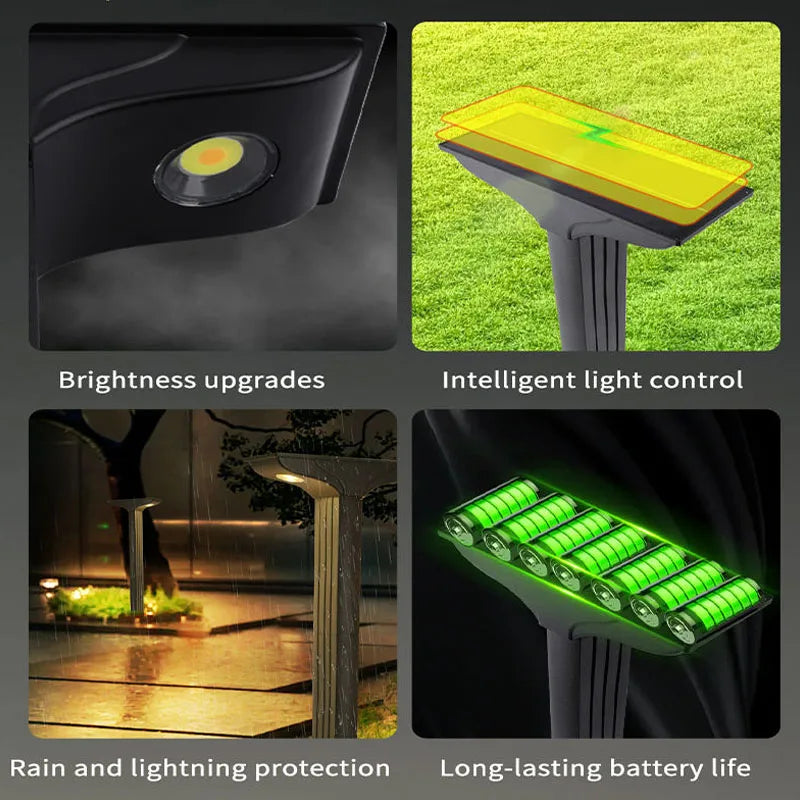 Lampe solaire ip65 gris métallisé minimaliste deux niveaux luminosité adaptable jardin patioextérieur led
