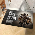 tapis sol antidérapant polyester Mandalorian noir gris entrée maison salle bain chambre moderne