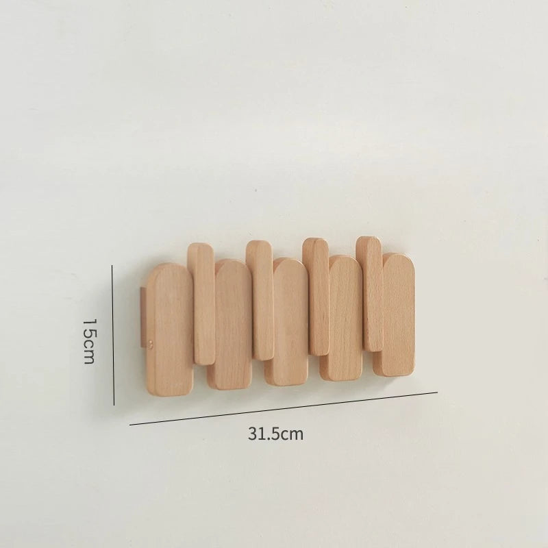 porte clés mural bois naturel moderne marron clair fixations adhésives sacs peluches hooks entrée