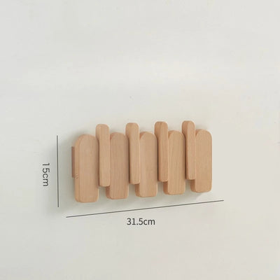 porte clés mural bois naturel moderne marron clair fixations adhésives sacs peluches hooks entrée