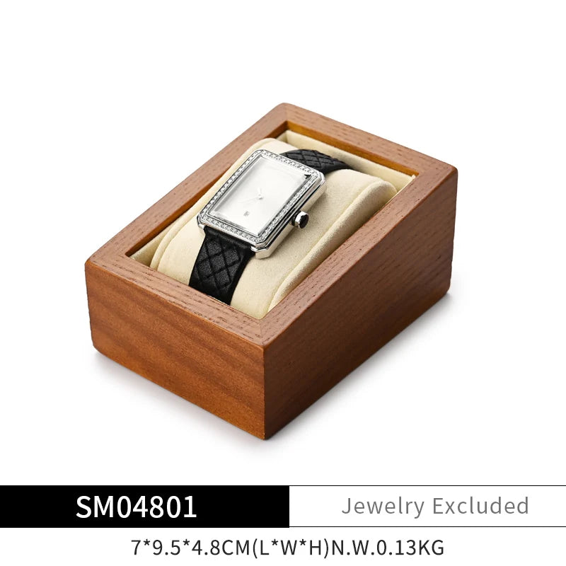 présentoir bois montres velours beige emplacement adhésif classique quà anniversaire mariage