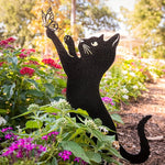 statue extérieure chat noir silhouette moderne brillante minimaliste tringle fixée jardin