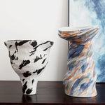 vase contemporain marbré abstrait couleur blanc noir orange vert bleu decoration intérieure table