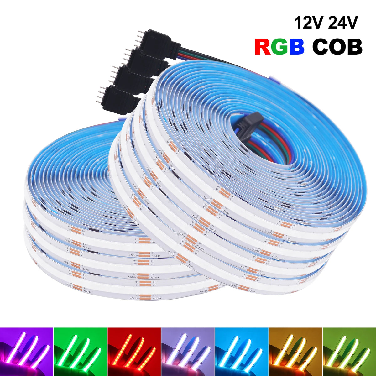 ruban led rgb cob flexible haute luminosité étanche adhésif salon décoration intérieure moderne