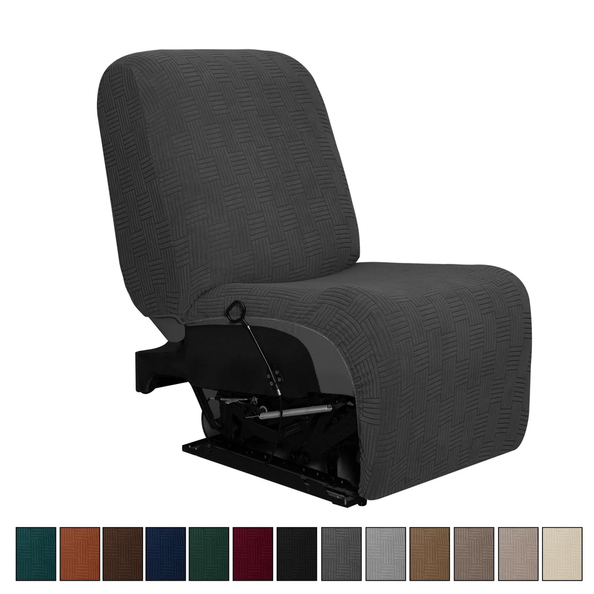 couvre siège marron rayures horizontales moderne fauteuil inclinable lavable machine automne hiver beige taupe