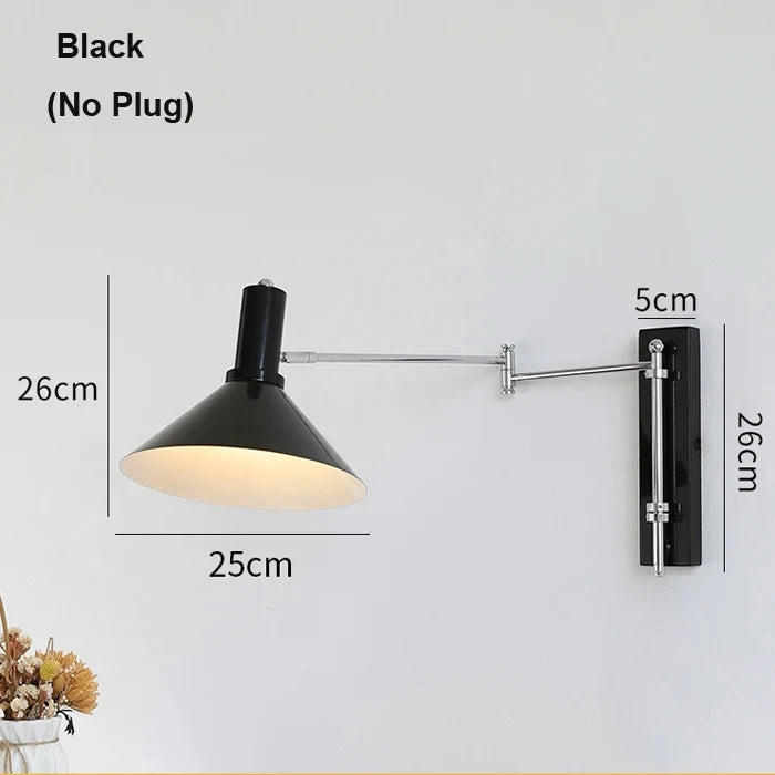 lampe murale articulée rouge blanc moderne prise fixée mur led chambre coucher