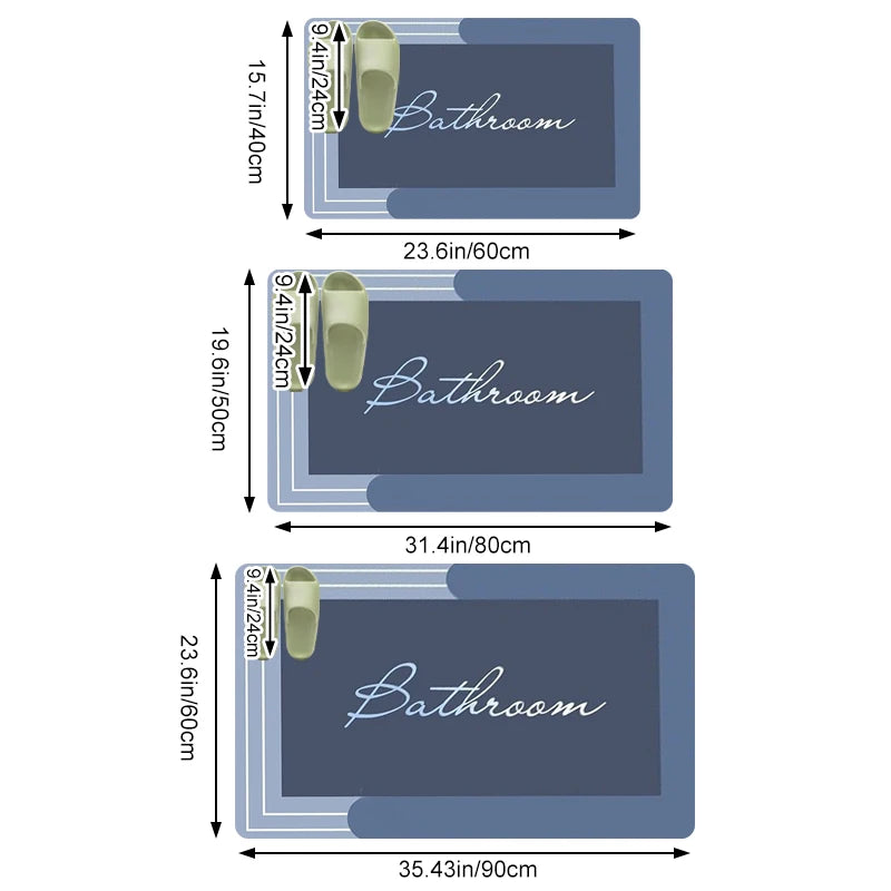 tapis bain antidérapant eva moderne écriture bathroom bleu foncé minimalisteintérieur decoration