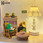 lampe table classique blanche rose plissée maison poupée accessoire miniature jouet enfant