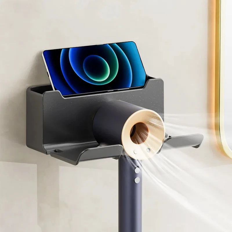 support mural multifonction adhésif noir moderne salle bain accessoires coiffure Brosse étui rasoir crème