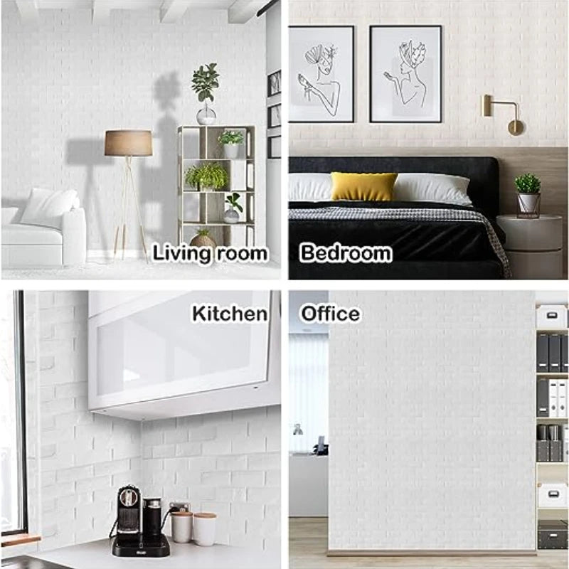 panneaux décoratifs murals adhésifs briques 3d blanc jaune rose bleu noir modernes