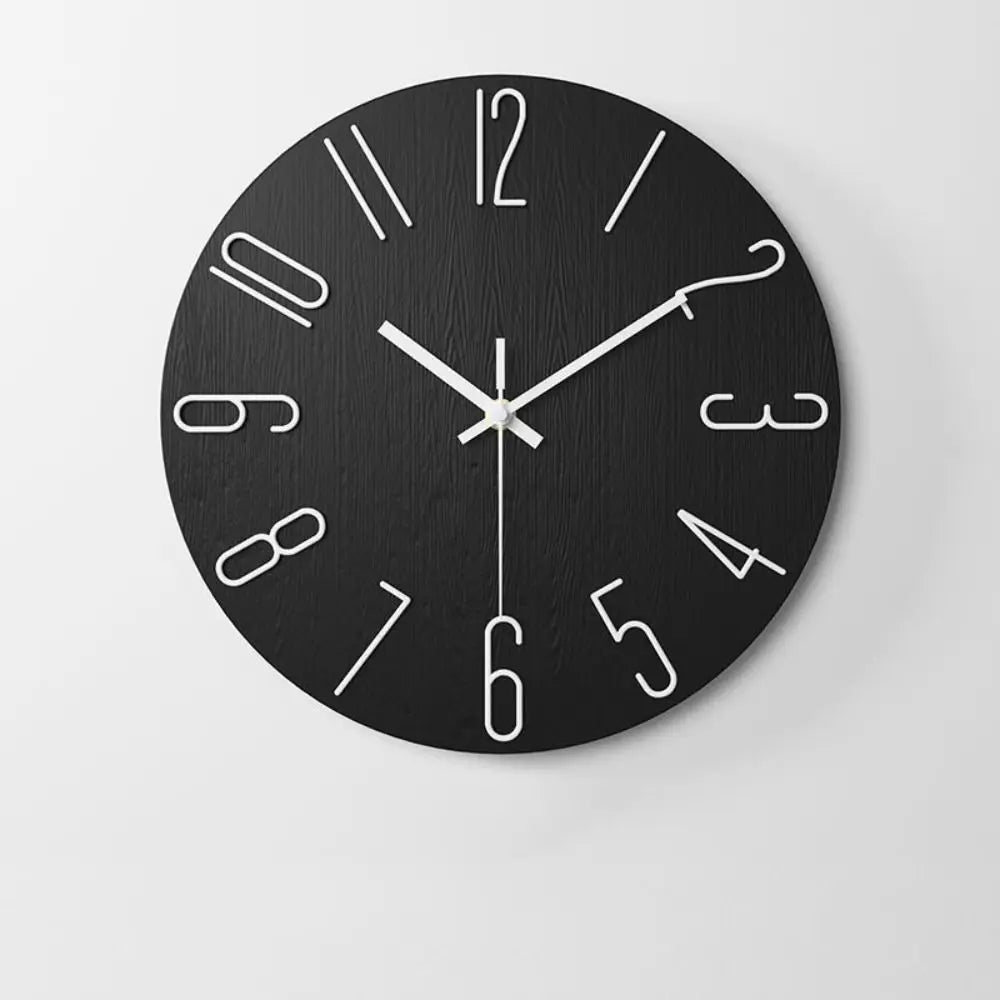 horloge murale bois naturel minimaliste 30cm marron noir bleu vert pastel