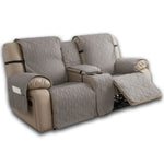 couvre siège fauteuil inclinable gris beige texture géométrique moderne bandes ajustables poche pratique