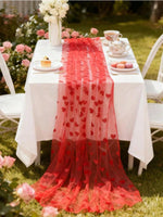 ruban table transparent coeurs rouges chambre mariage fêtes saint valentin décoratif romantique rouge blanc